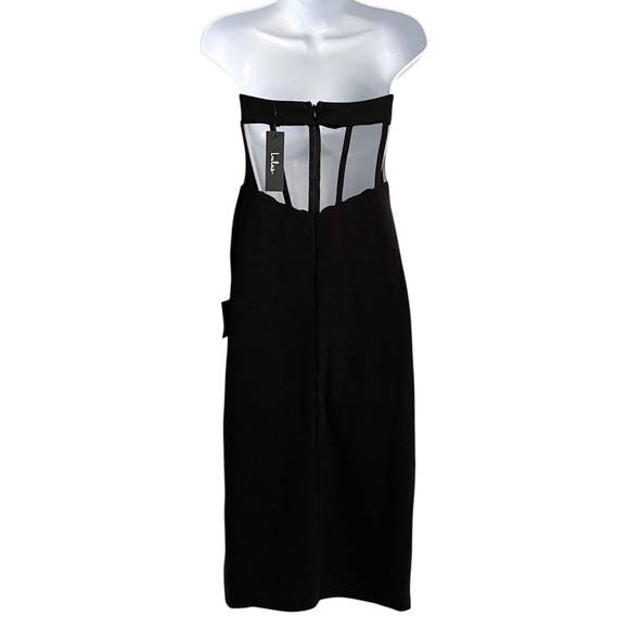 Lulus Iconic Arrival Black Strapless Bustier Bodycon Knit Midi Dress Size M NWT - Picture 10 of 14